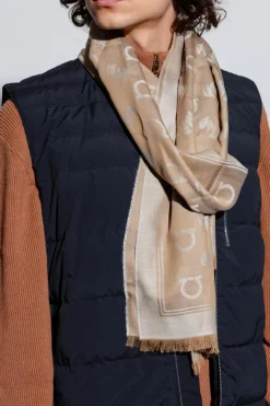 FERRAGAMO beige Scarf with monogram