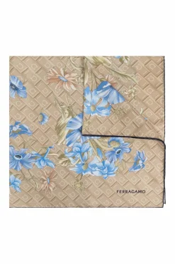 FERRAGAMO beige Silk scarf with print