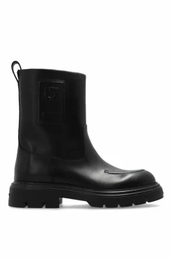 FERRAGAMO BLACK Ankle boots 'Tirba Fur'