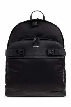FERRAGAMO BLACK Backpack with logo