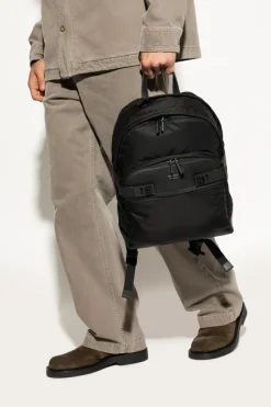 FERRAGAMO BLACK Backpack with logo