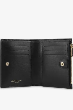 FERRAGAMO BLACK Bi-fold wallet with floral motif