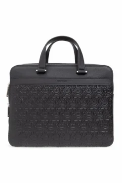 FERRAGAMO BLACK Briefcase with monogram