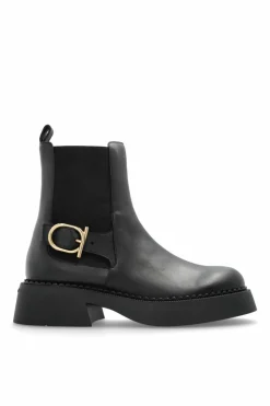 FERRAGAMO BLACK Chelsea boots `Tia`