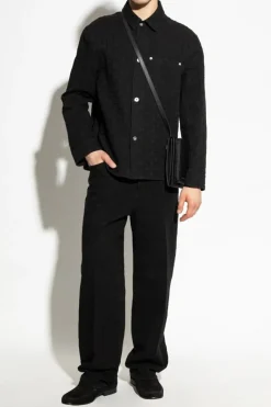 FERRAGAMO BLACK Denim shirt with monogram