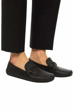 FERRAGAMO BLACK ‘Front 4’ moccasins