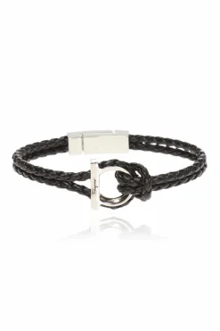 FERRAGAMO BLACK ‘Gancini’ braided bracelet