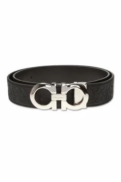 FERRAGAMO BLACK ‘Gancini’ motif belt