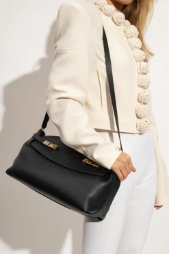 FERRAGAMO BLACK ‘Hug’ shoulder bag