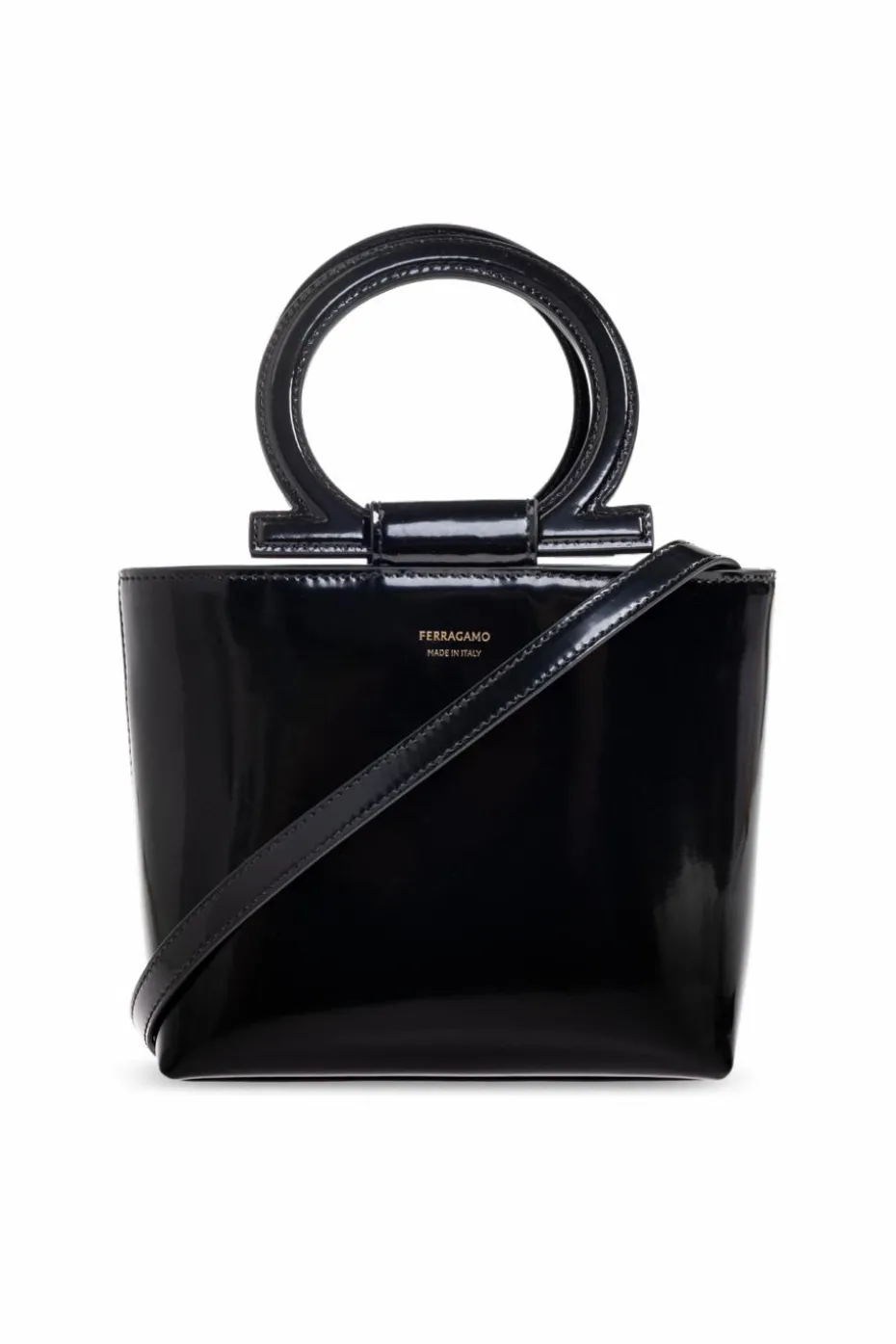 FERRAGAMO BLACK Lacquered handbag