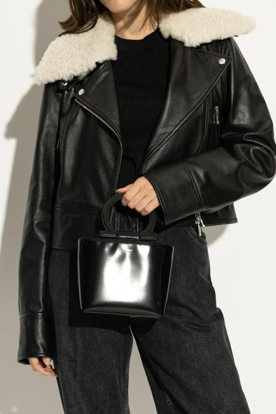 FERRAGAMO BLACK Lacquered handbag