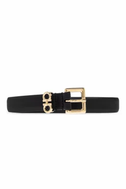 FERRAGAMO BLACK Leather belt
