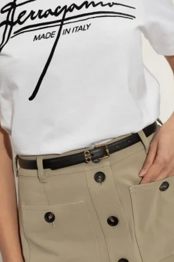 FERRAGAMO BLACK Leather belt