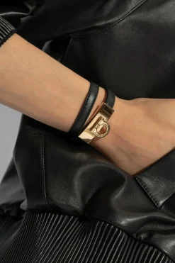FERRAGAMO BLACK Leather bracelet