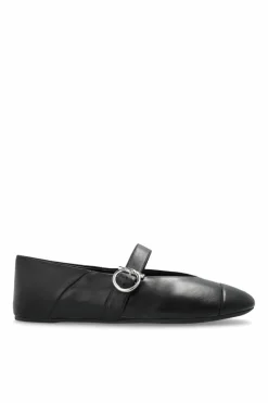 FERRAGAMO BLACK Leather ballet flats