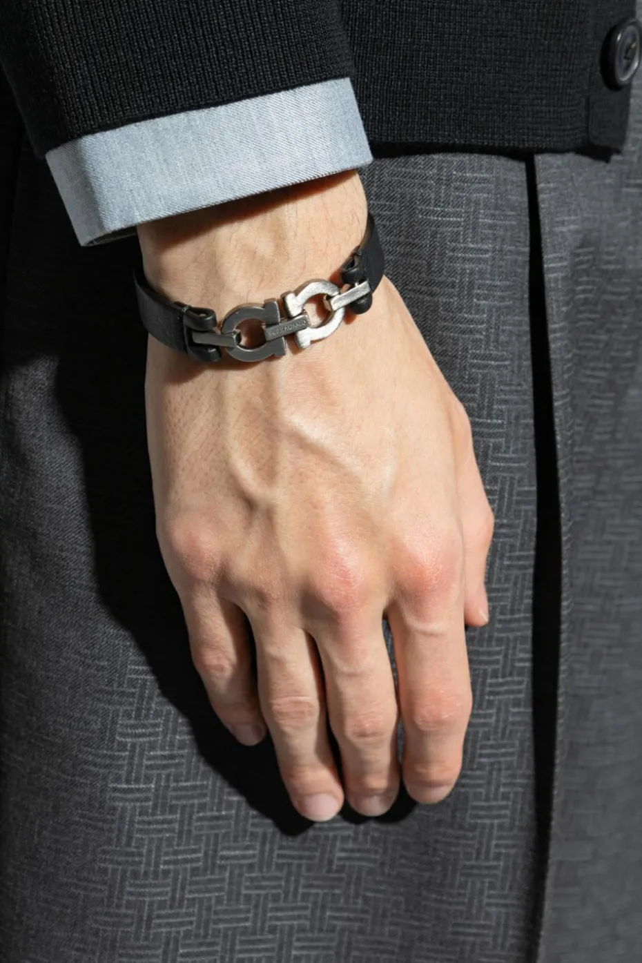 FERRAGAMO BLACK Leather bracelet