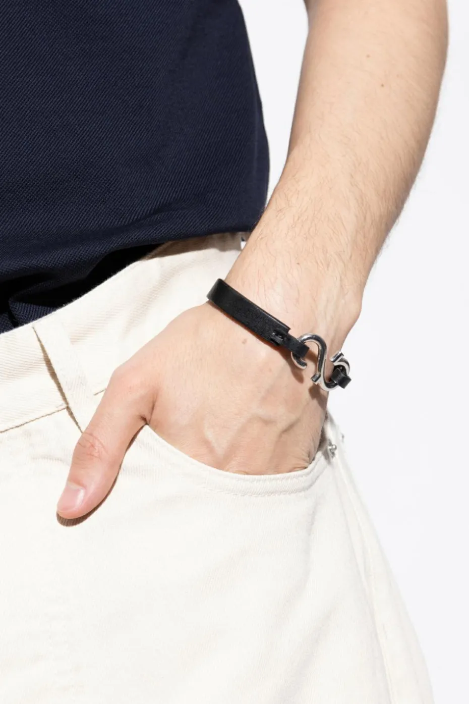 FERRAGAMO BLACK Leather bracelet