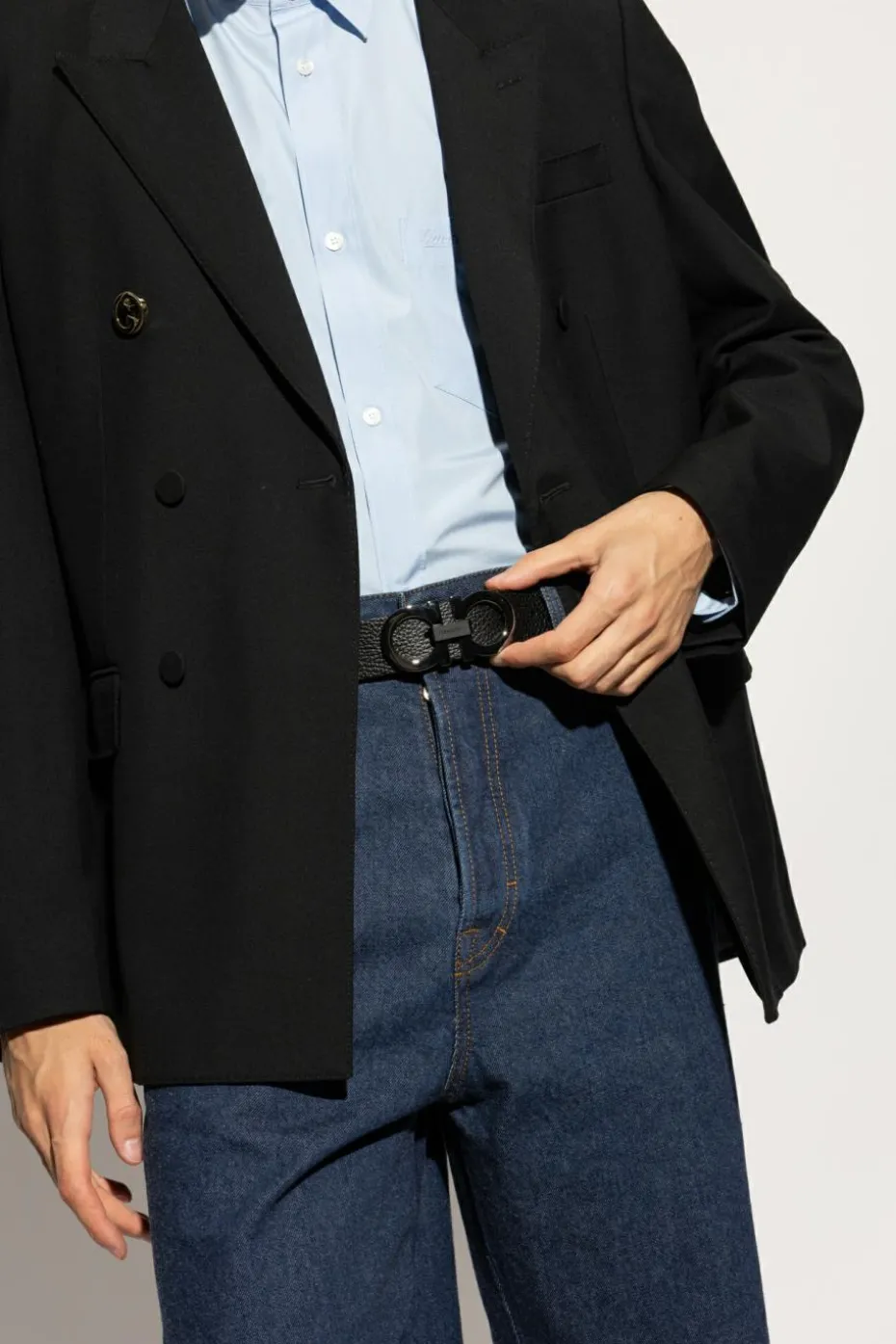 FERRAGAMO BLACK Leather belt