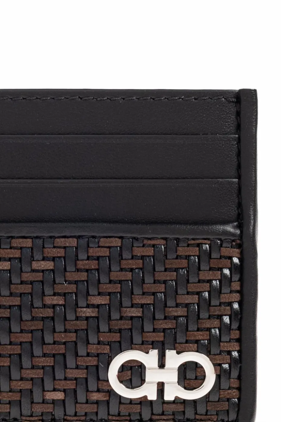 FERRAGAMO BLACK Leather cardholder