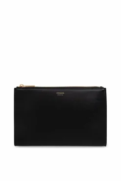 FERRAGAMO BLACK Leather cosmetic bag