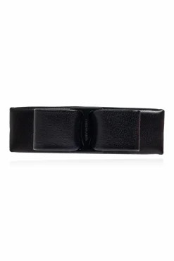FERRAGAMO BLACK Leather hair clip