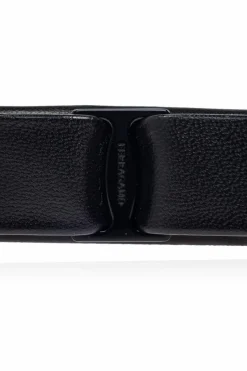 FERRAGAMO BLACK Leather hair clip