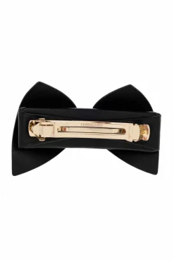 FERRAGAMO BLACK Leather hair clip