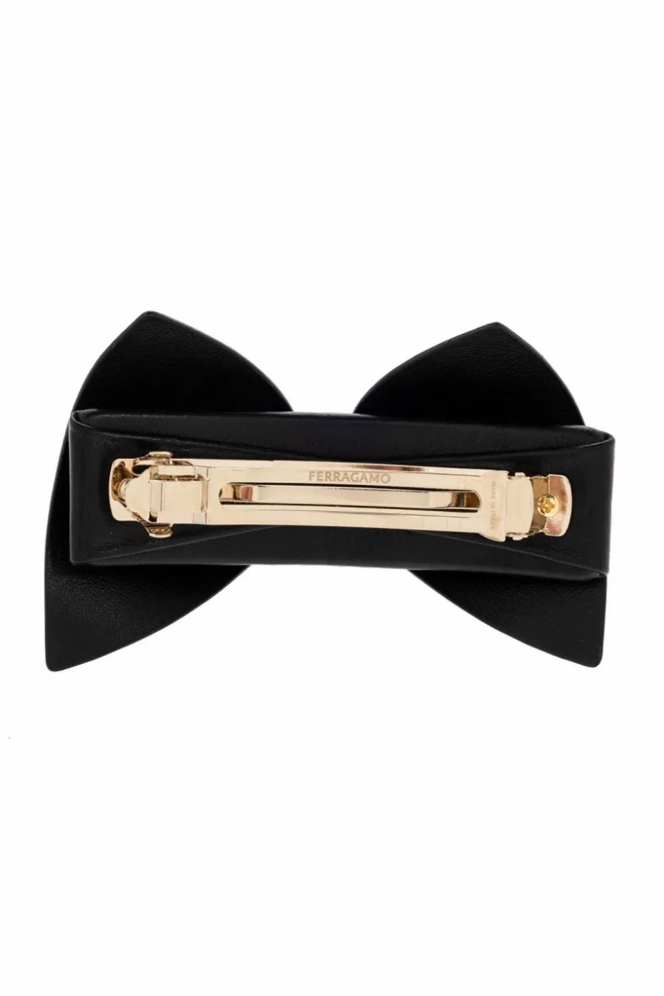 FERRAGAMO BLACK Leather hair clip