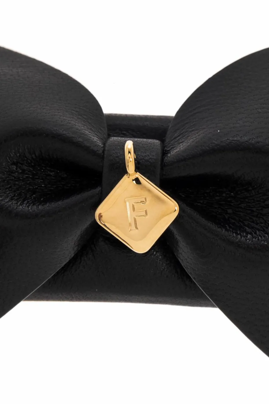 FERRAGAMO BLACK Leather hair clip