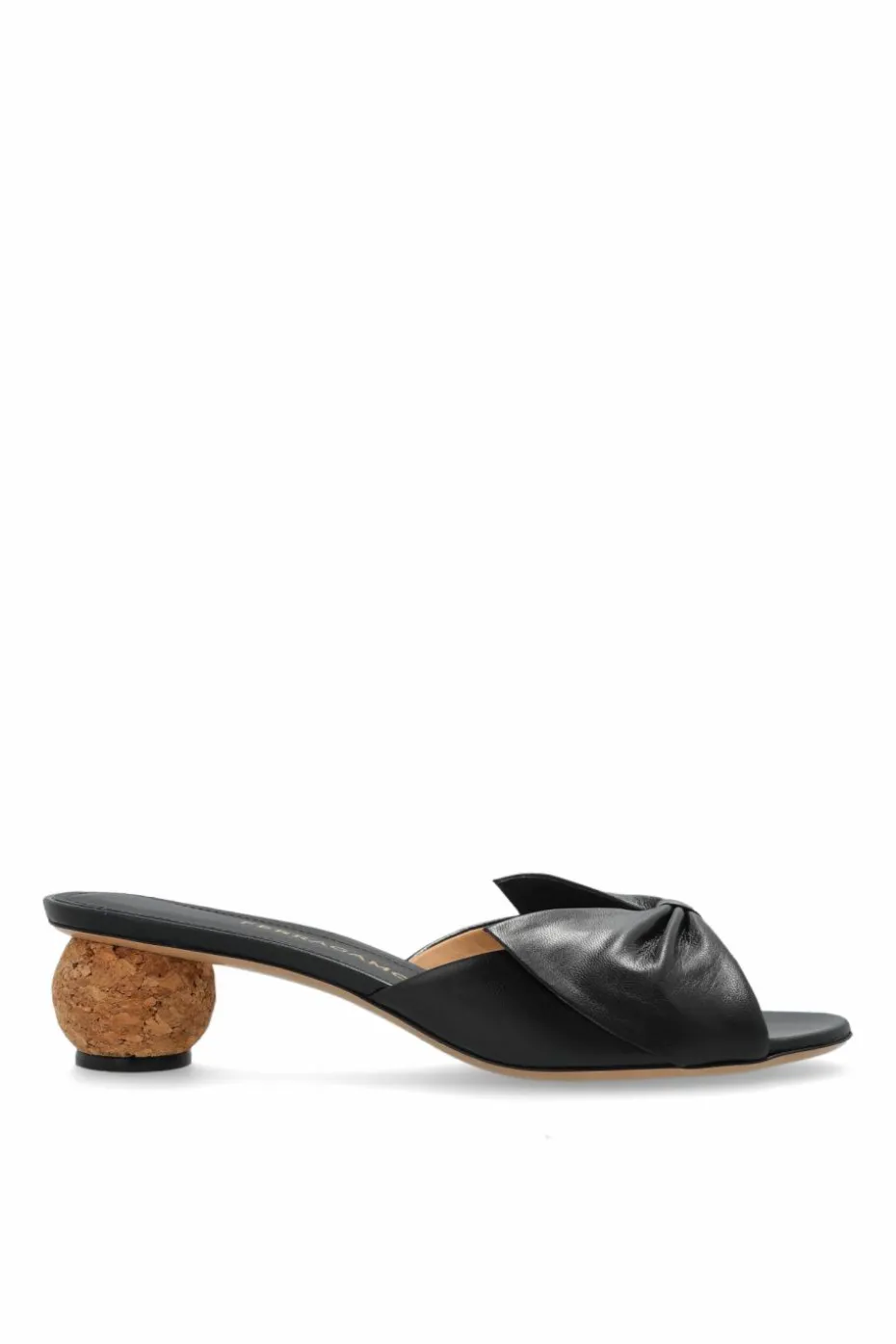FERRAGAMO BLACK Leather mules with heels