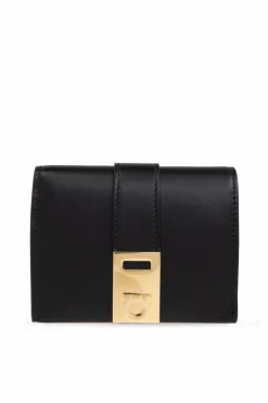 FERRAGAMO BLACK Leather wallet with logo