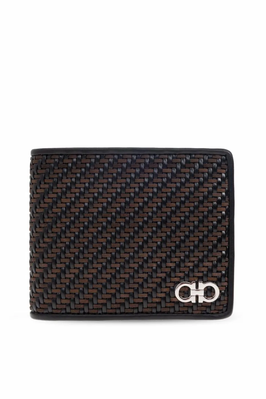 FERRAGAMO BLACK Leather wallet with logo