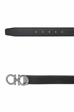 FERRAGAMO BLACK Logo-buckled belt