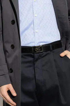 FERRAGAMO BLACK Reversible Leather Belt