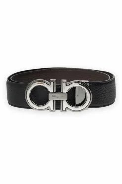 FERRAGAMO BLACK Reversible belt with logo