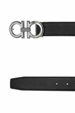 FERRAGAMO BLACK Reversible belt with logo