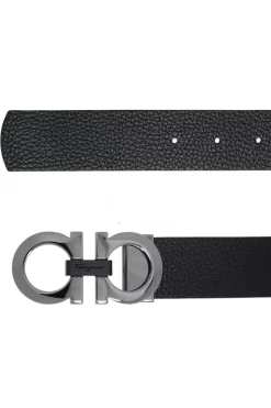 FERRAGAMO BLACK Reversible leather belt