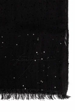 FERRAGAMO BLACK Scarf with shimmering sequins