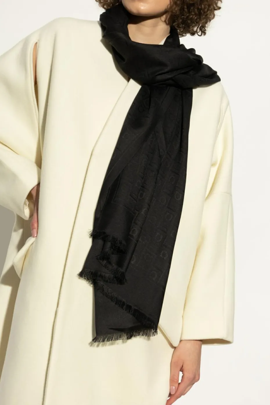 FERRAGAMO BLACK Scarf with monogram