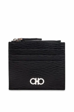 FERRAGAMO BLACK Set: wallet, card holder, and keychain