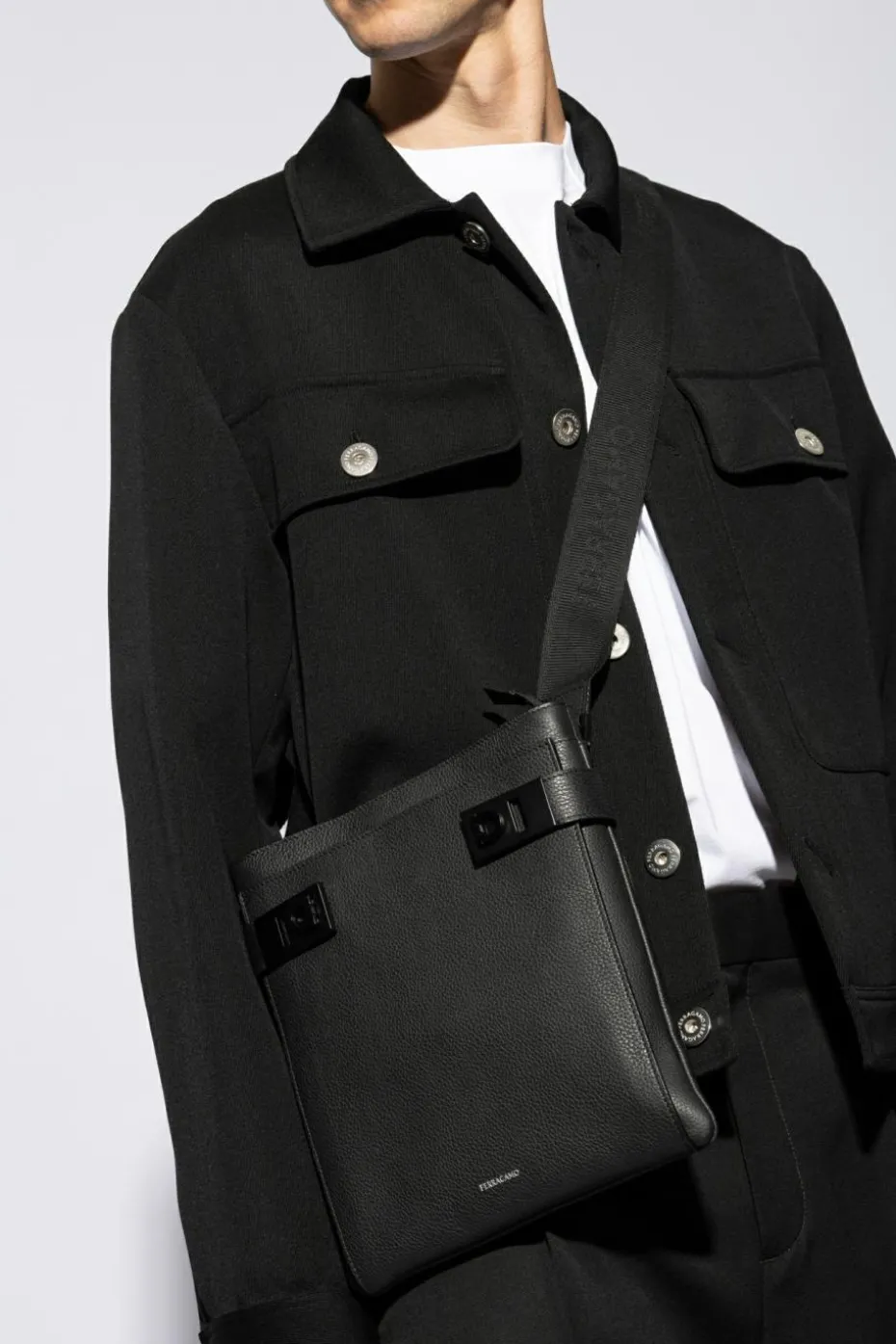 FERRAGAMO BLACK Shoulder bag 'Twins'