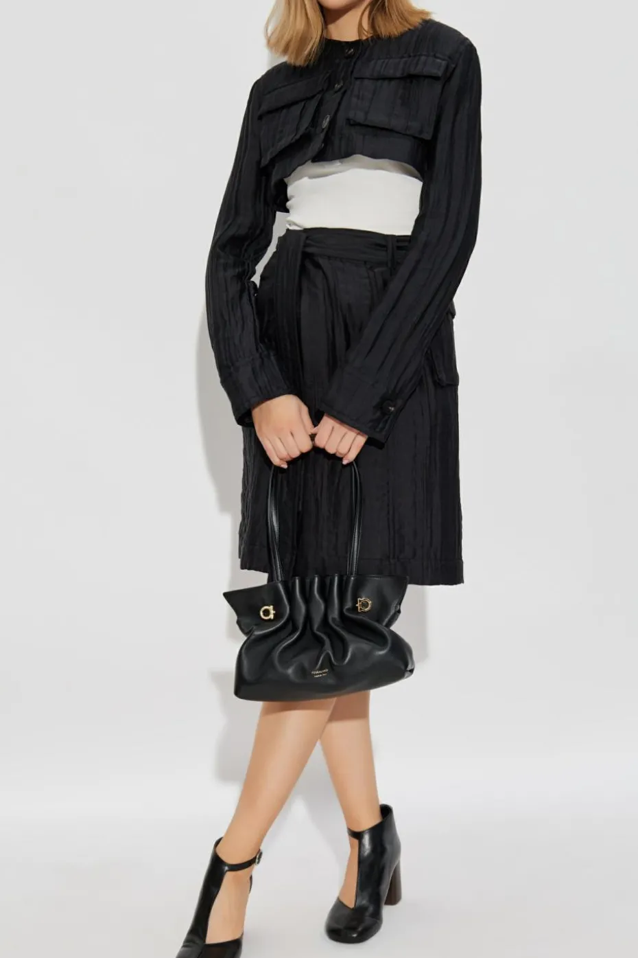 FERRAGAMO BLACK Silk skirt