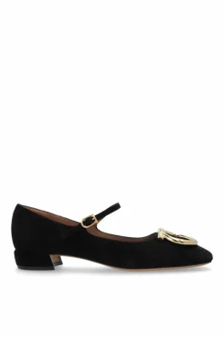 FERRAGAMO BLACK Suede high-heeled shoes