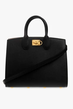 FERRAGAMO BLACK ‘The Studio Medium’ shoulder bag