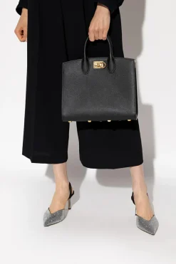 FERRAGAMO BLACK ‘The Studio Medium’ shoulder bag