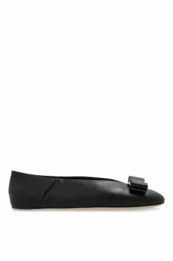 FERRAGAMO BLACK ‘Vanna’ Ballerina Flats