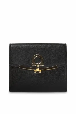 FERRAGAMO BLACK Wallet with a decorative clasp