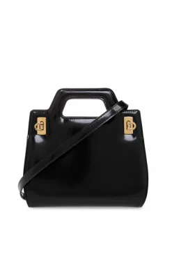 FERRAGAMO BLACK ‘Wanda Mini’ shoulder bag