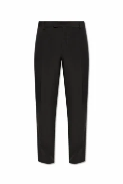 FERRAGAMO BLACK Wool pants with crease
