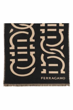 FERRAGAMO BLACK Wool scarf
